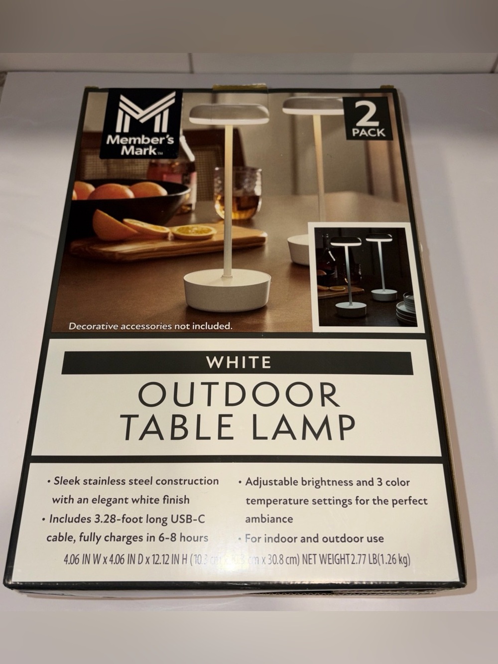 Member's Mark White Outdoor Table Lamp - 2 Pack